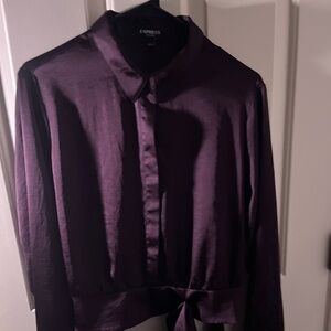 Express button Purple silk shirt